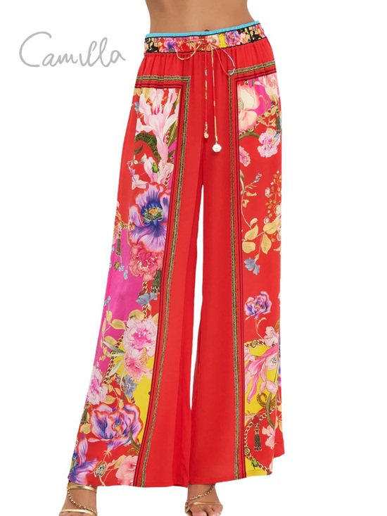 Camilla Pants - new The Beetles Pink Purple Floral Wide Straight Leg Pants